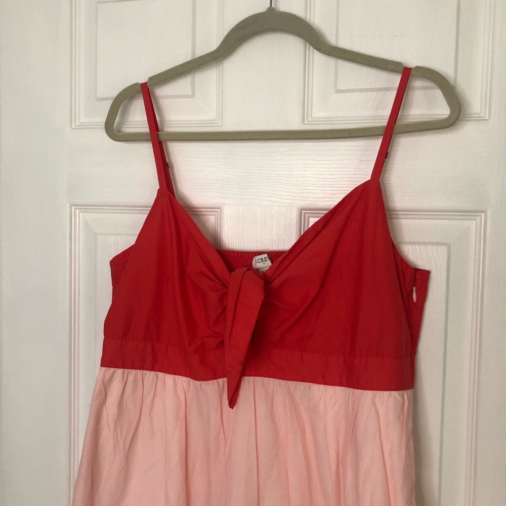 J Crew Colorblock Tie Front Cutout Midi Dress - Picture 3 of 13